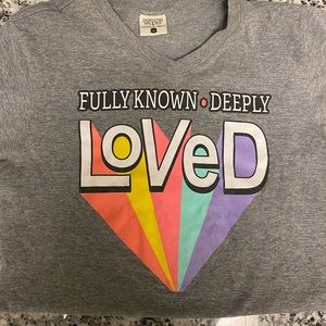 fully known deeply loved gray shirt